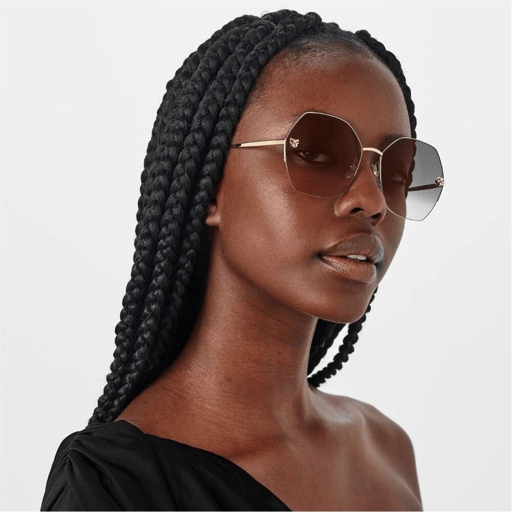 NEW CARTIER GOLD SUNGLASSES BROWN WOMEN EYEWEAR CARTIER CT0332S 005